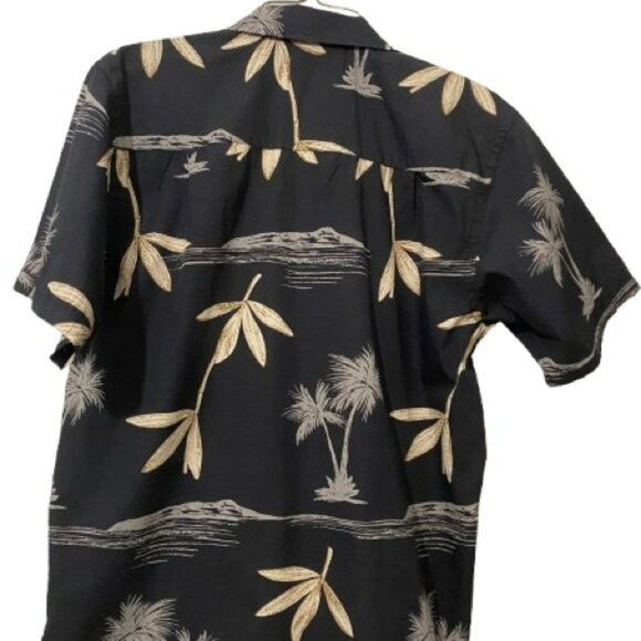 Men's Black Palm Print Casual Shirt - Picture 1 of 5